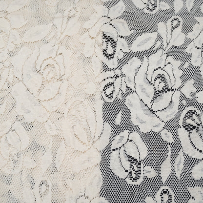 Off White Floral Design Dyeable Cotton Net (SKU: N-96)