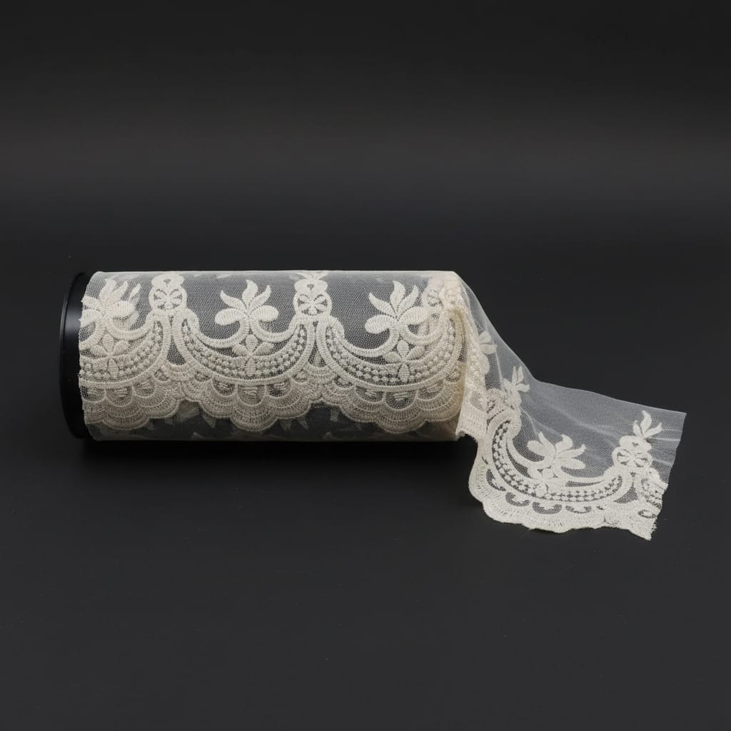 White Cotton Dyeable Net Lace (Width : 5 Inch & Sku: NL-1)