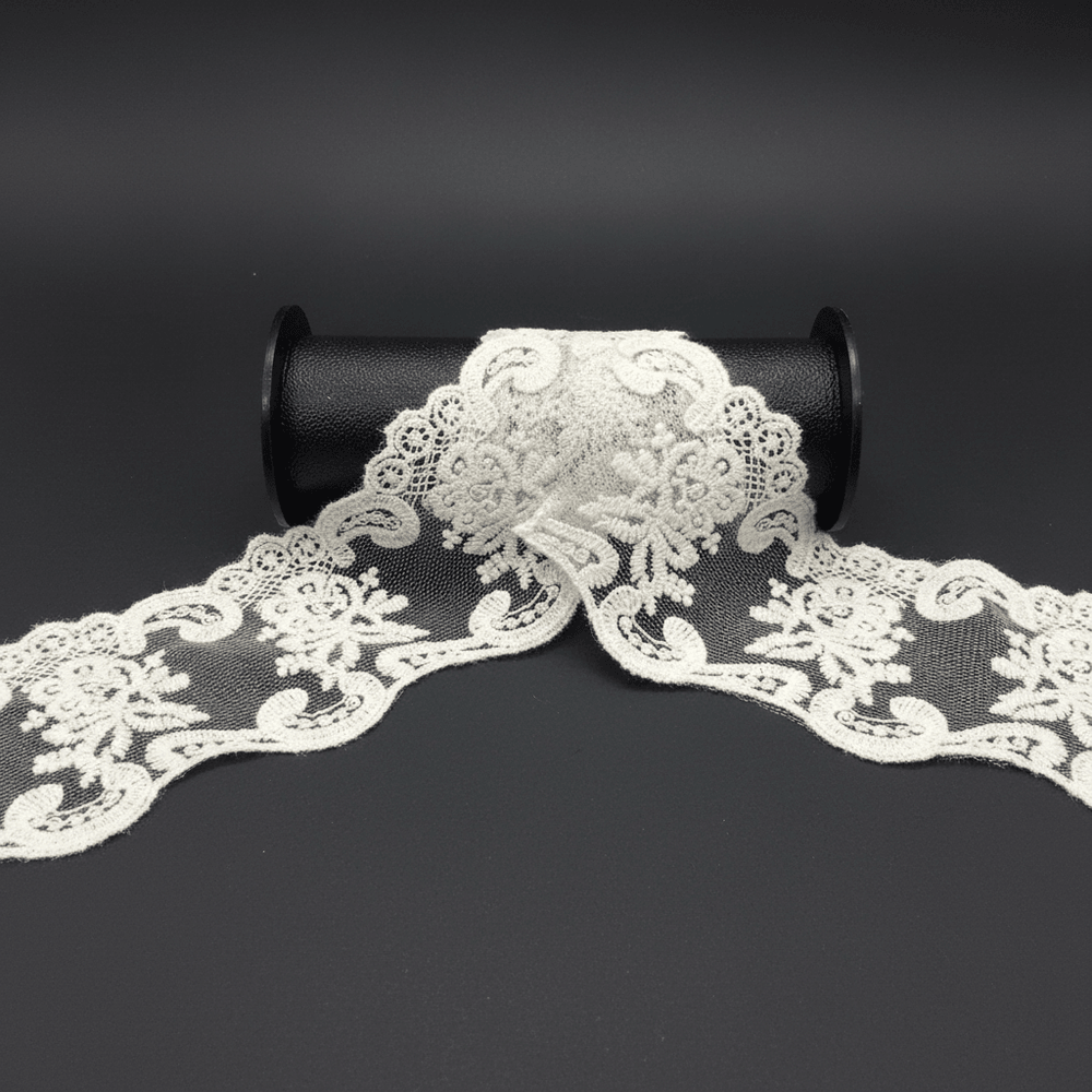 White Cotton Dyeable Net Lace (Width : 2.5 Inch & Sku: NL-12)