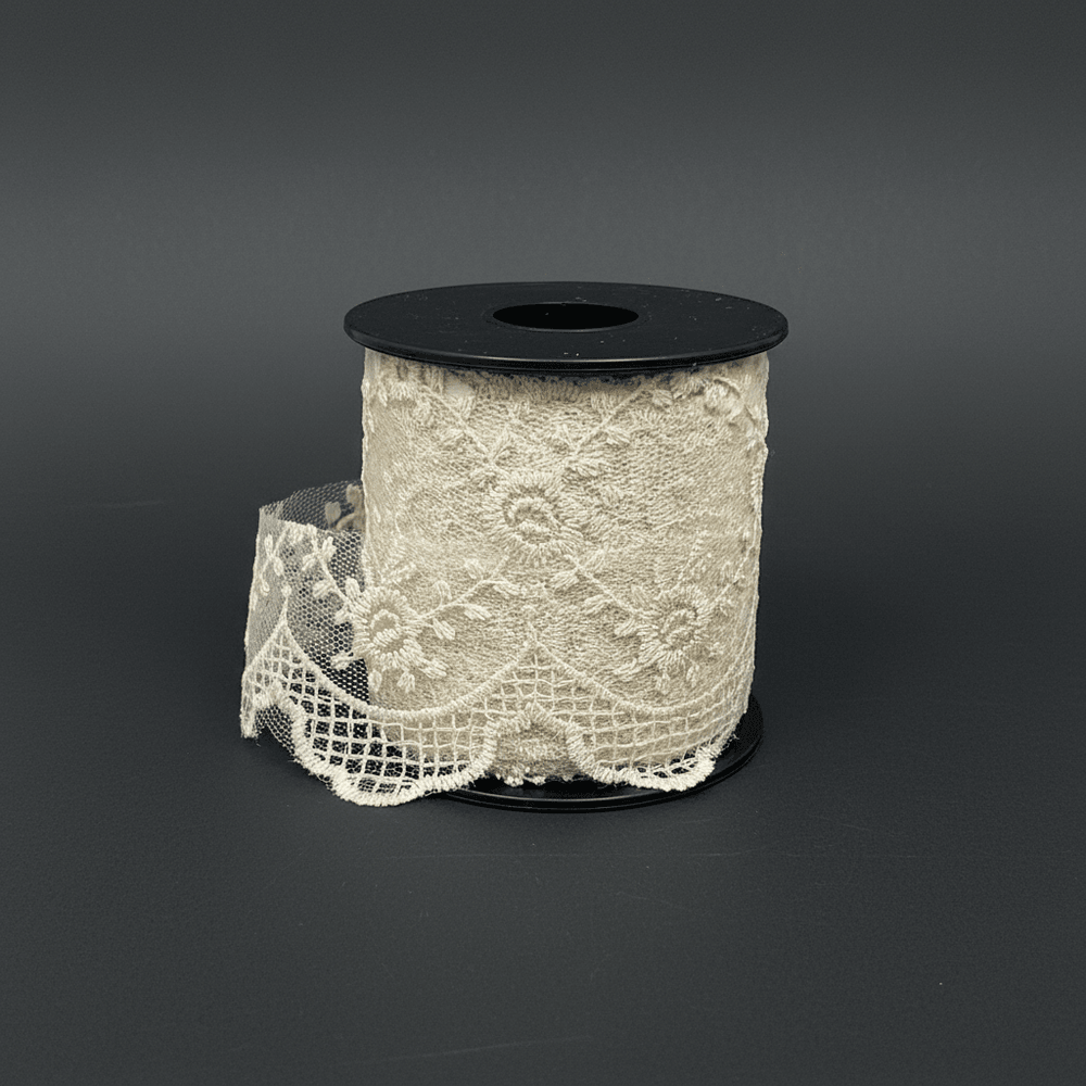 White Cotton Dyeable Net Lace (Width : 5 Inch & Sku: NL-16)