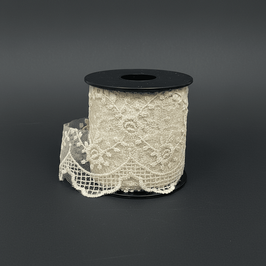 White Cotton Dyeable Net Lace (Width : 5 Inch & Sku: NL-16)