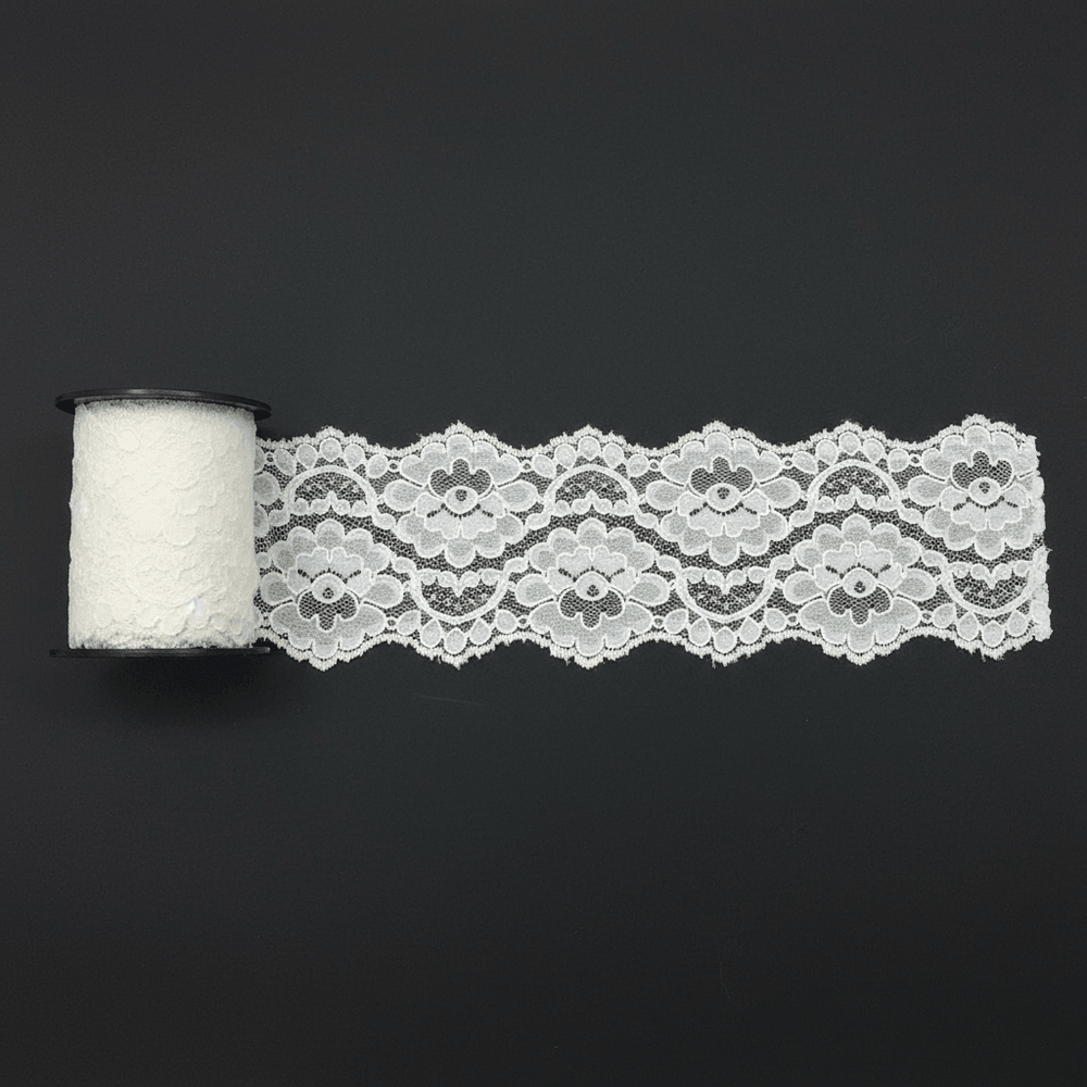 White Cotton Dyeable Net Lace (Width : 3 Inch & Sku: NL-17)