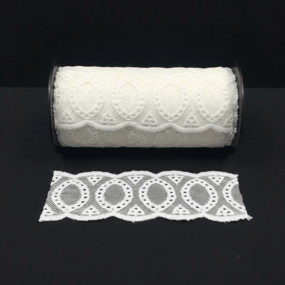 White Cotton Dyeable Net Embroidered Lace (Width : 1.5 Inch & Sku: NL-18)