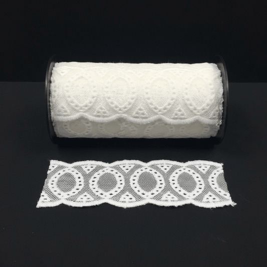 White Cotton Dyeable Net Embroidered Lace (Width : 1.5 Inch & Sku: NL-18)
