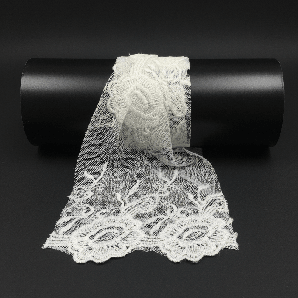 White Cotton Dyeable Net Lace (Width : 4 Inch & Sku: NL-19)