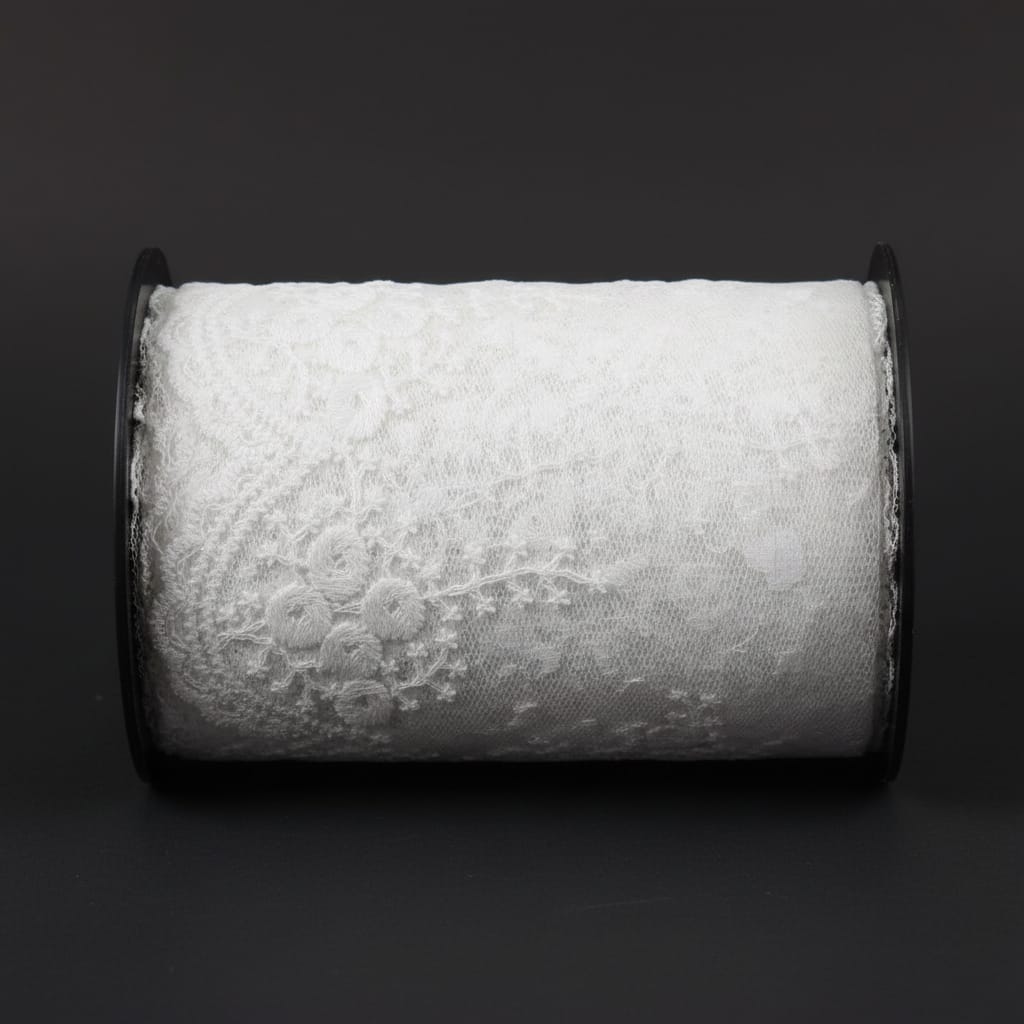 White Cotton Dyeable Net Embroidered Lace (Width : 4 Inch & Sku: NL-2)