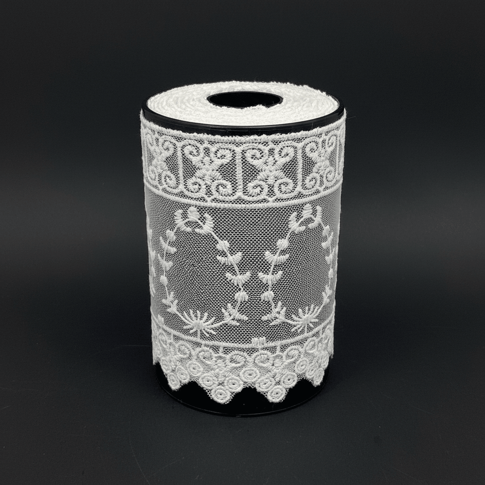 White Cotton Dyeable Net Embroidered Lace (Width : 5 Inch & Sku: NL-20)