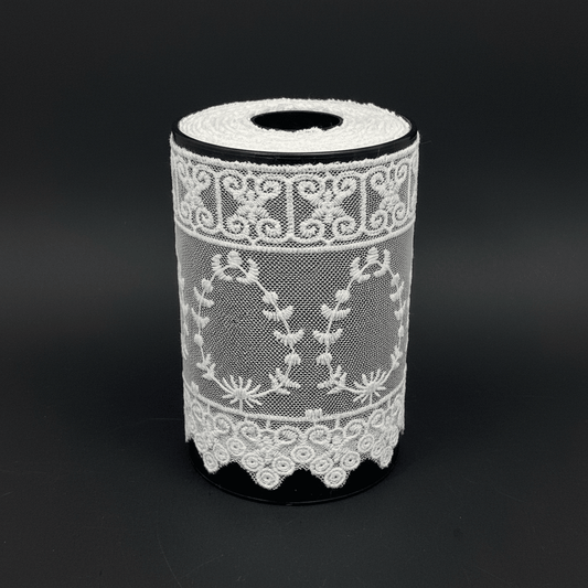 White Cotton Dyeable Net Embroidered Lace (Width : 5 Inch & Sku: NL-20)