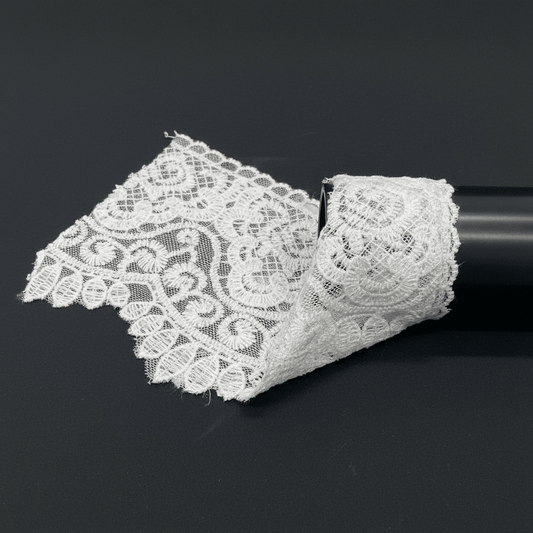 White Cotton Dyeable Net Embroidered Lace (Width : 4 Inch & Sku: NL-21)