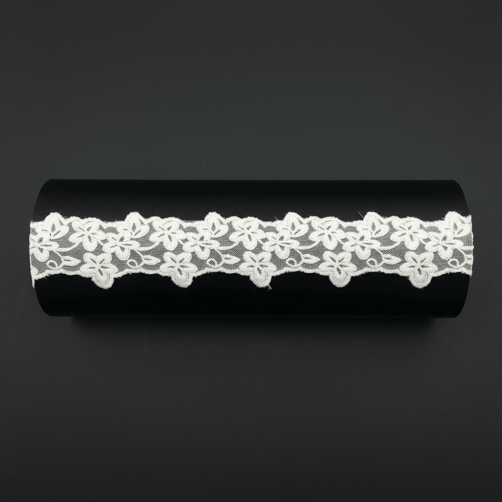 White Cotton Dyeable Net Embroidered Lace (Width : 1.5 Inch & Sku: NL-25)