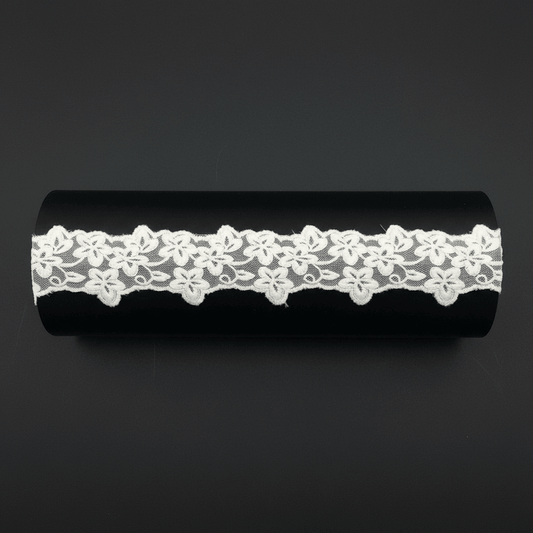 White Cotton Dyeable Net Embroidered Lace (Width : 1.5 Inch & Sku: NL-25)