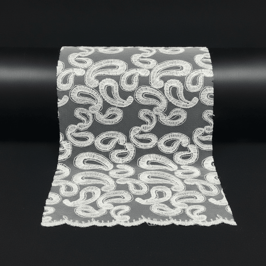 White Cotton Dyeable Net Embroidered Lace (Width : 6 Inch & Sku: NL-26)