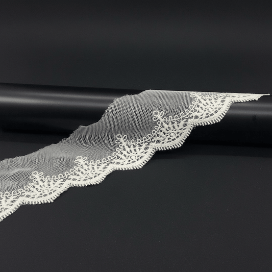 White Cotton Dyeable Net Embroidered Lace (Width : 2 Inch & Sku: NL-29)