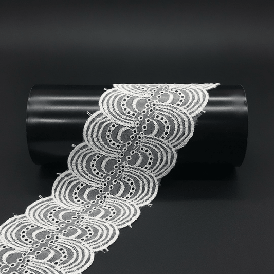 White Cotton Dyeable Net Embroidered Lace (Width : 3 Inch & Sku: NL-33)