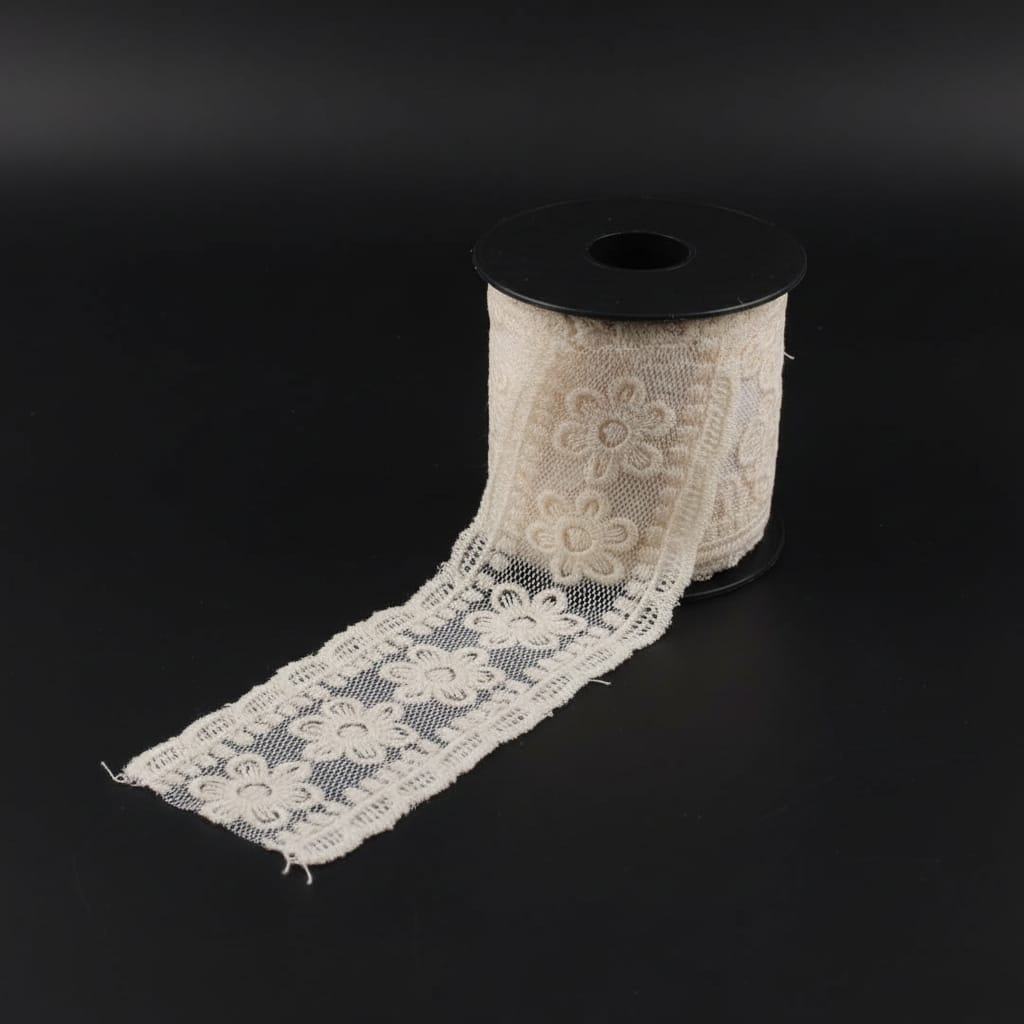 White Cotton Dyeable Net Embroidered Lace (Width : 1.5 Inch & Sku: NL-4)