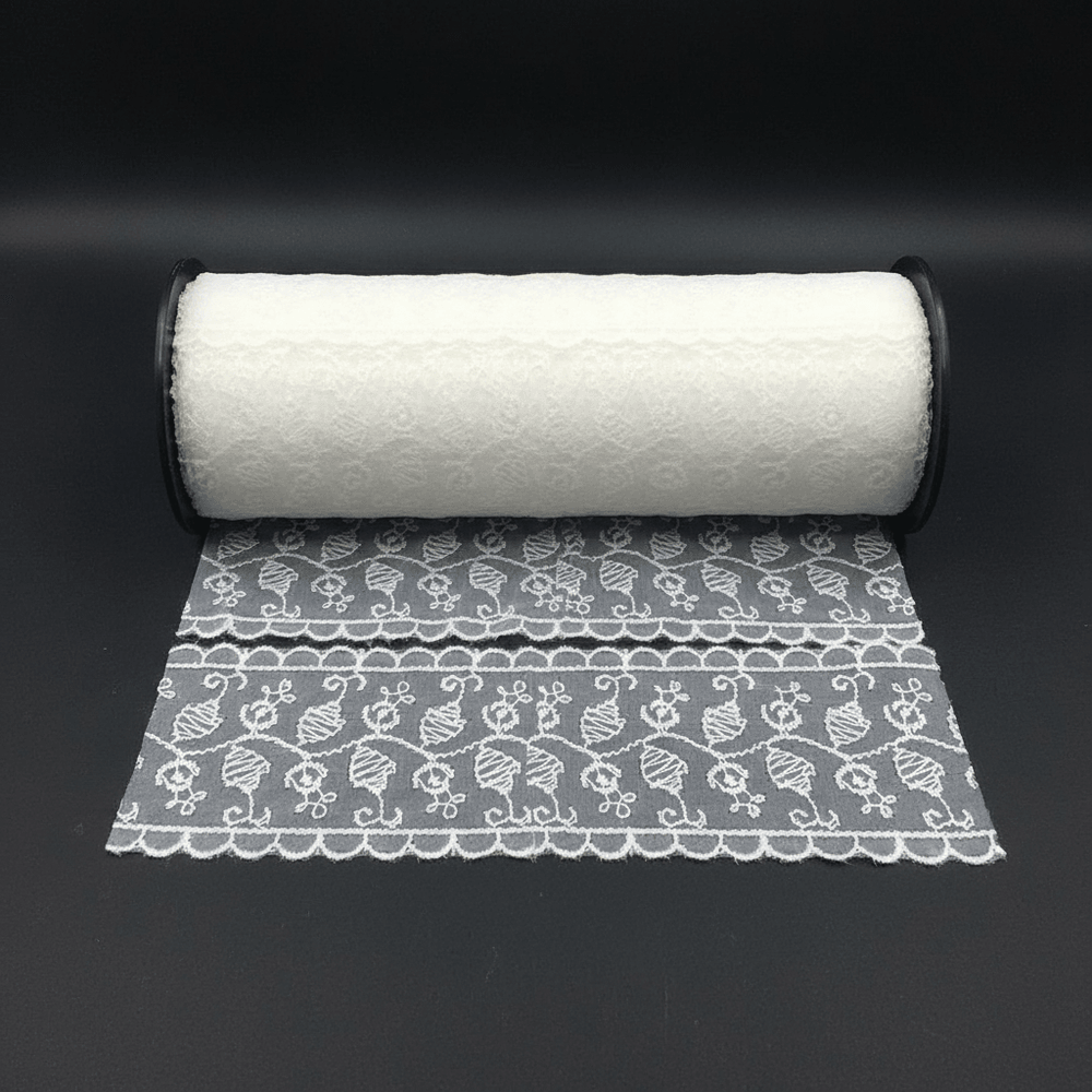 White Cotton Dyeable Net Embroidered Lace (Width: 2 Inch & Sku: NL-40)