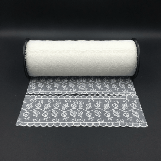 White Cotton Dyeable Net Embroidered Lace (Width: 2 Inch & Sku: NL-40)