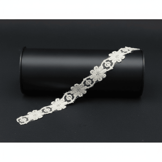 White Cotton Dyeable Net Embroidered Lace (Width : 0.5 Inch & Sku: NL-44)