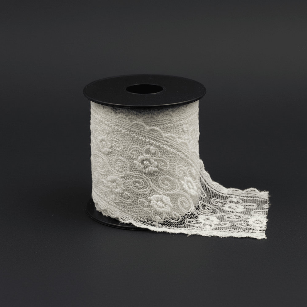 White Cotton Dyeable Net Embroidered Lace (Width : 2.5 Inch & Sku: N-47)