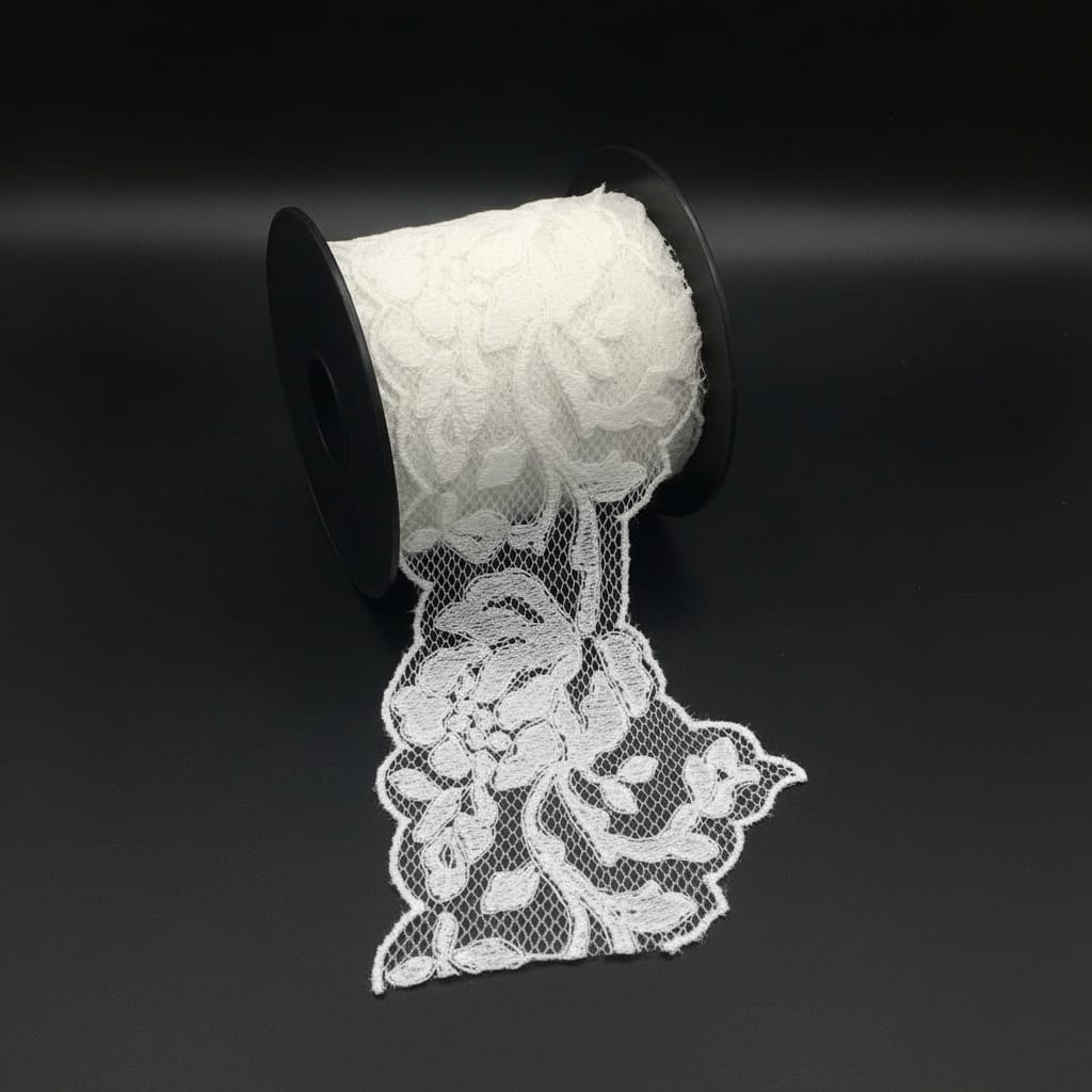 White Cotton Dyeable Net Embroidered Lace (Width : 2.5 Inch & Sku: NL-5)