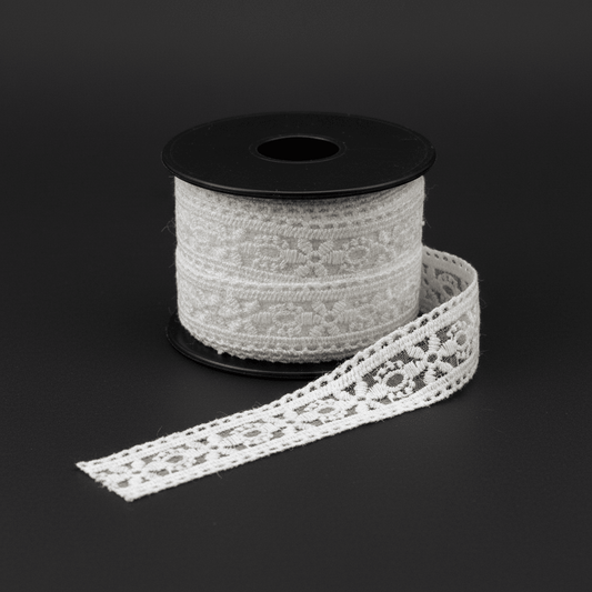 White Cotton Dyeable Net Embroidered Lace (Width : 1 Inch & Sku: NL-59)