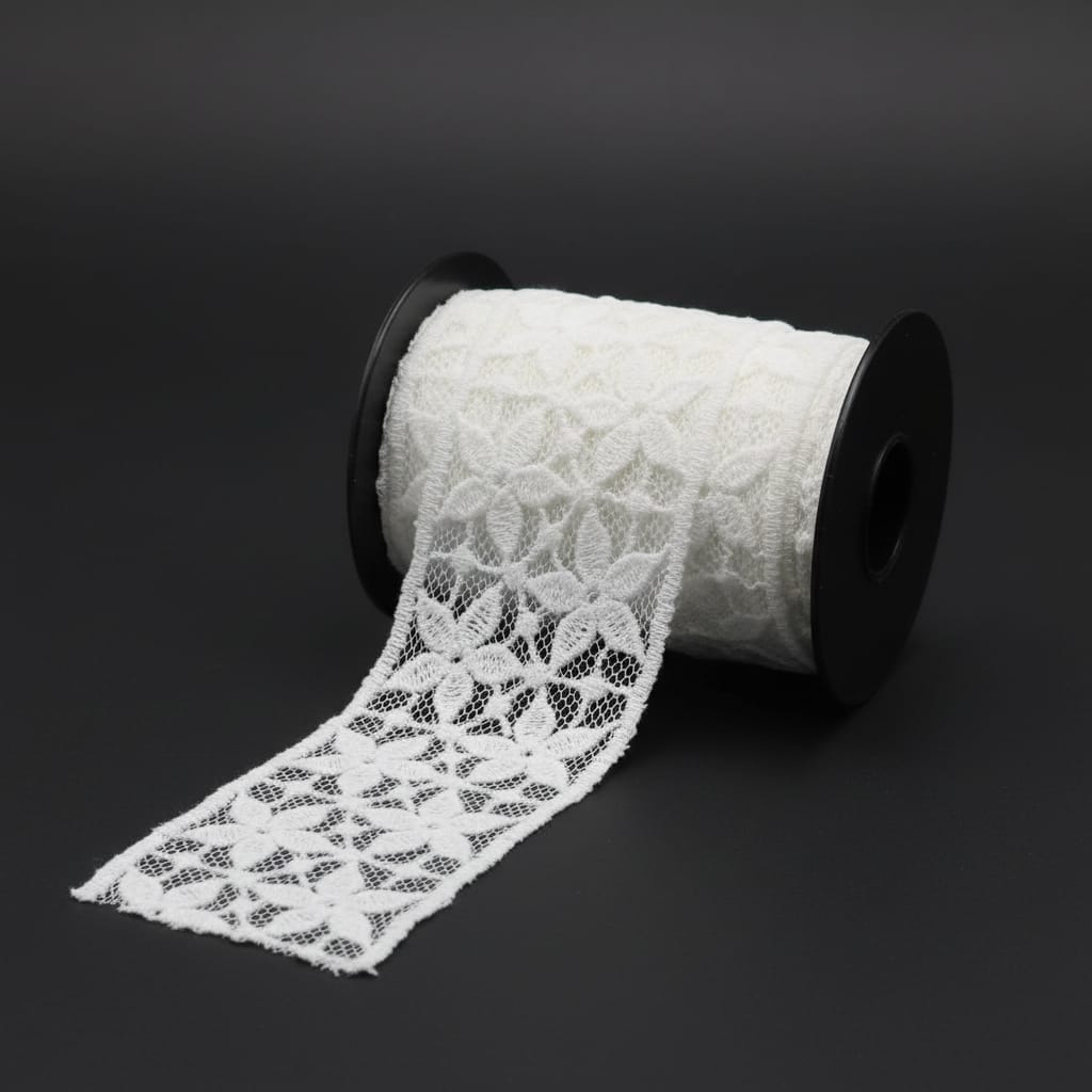 White Cotton Dyeable Net Embroidered Lace (Width : 1.5 Inch & Sku: NL-9)