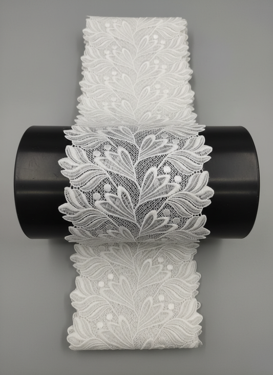 White Polyester Lace ( Width : 8 Inch & SKU: P-156 )