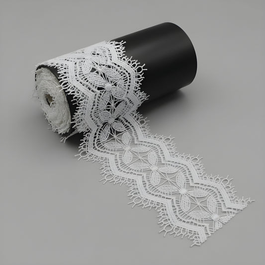 White Polyester Lace (Width : 2.5 Inch & P-214)