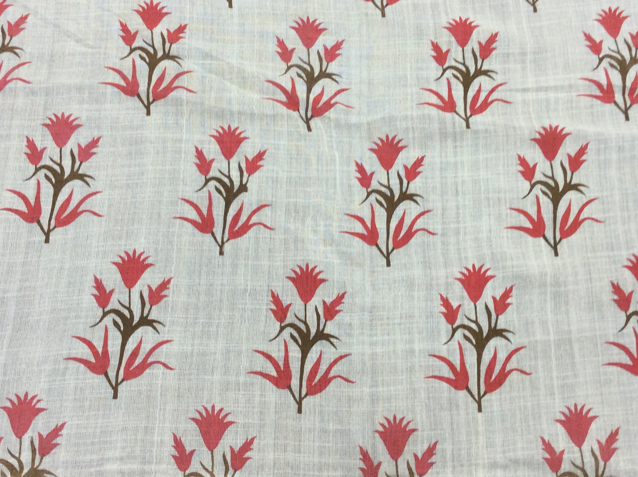 Red & White Cotton Gauze Print