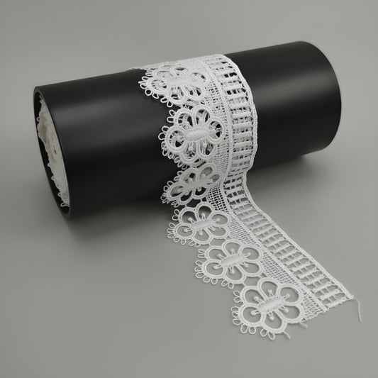 White Floral Design Polyester Lace (Width : 2 Inch & P-243)