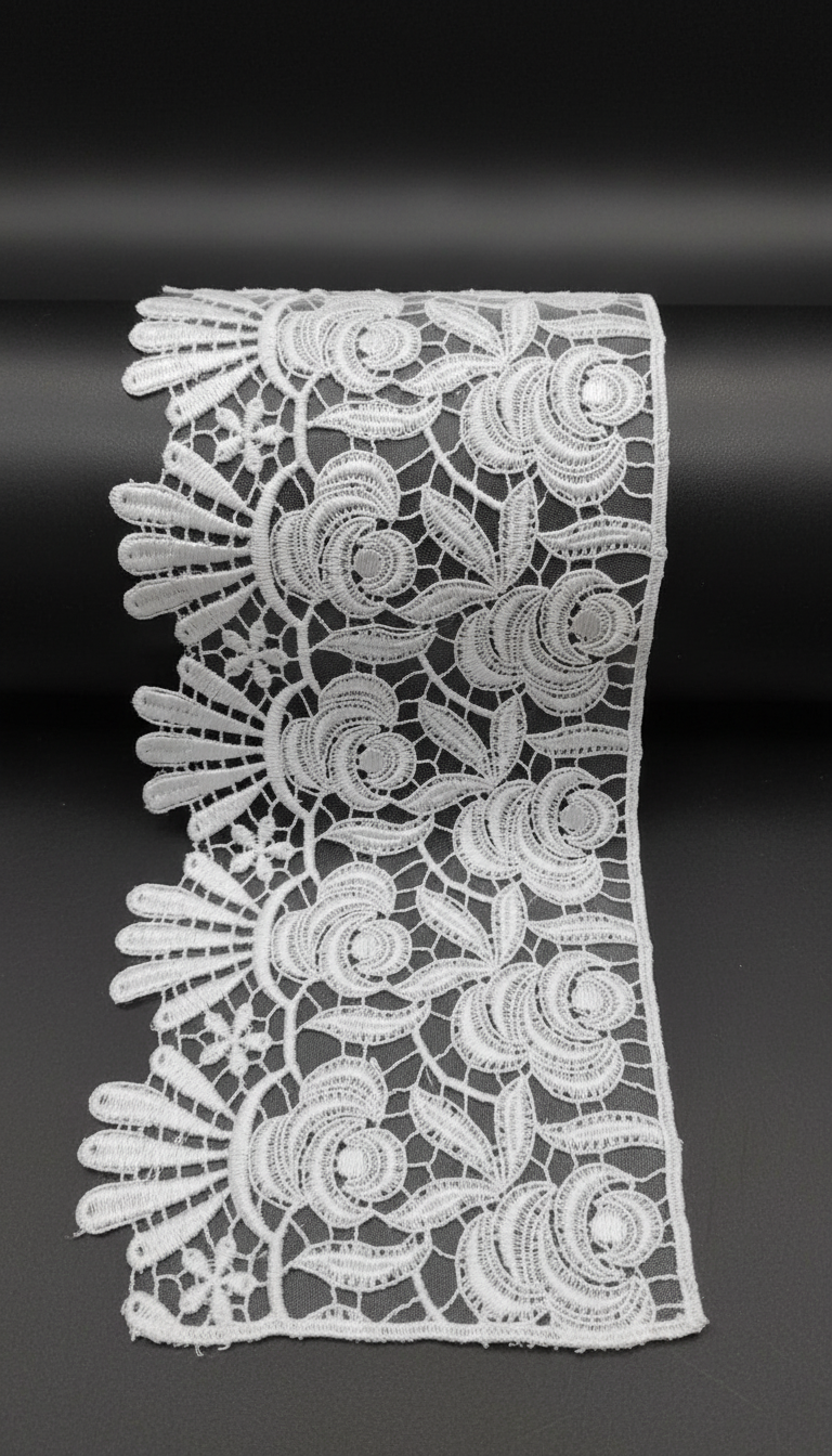 White Polyester Lace ( Widht : 6 Inch SKU: P-86 )