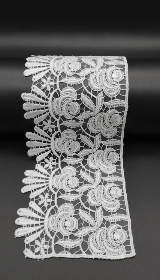 White Polyester Lace ( Widht : 6 Inch SKU: P-86 )