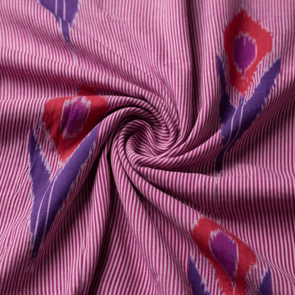Purple Color Fine Quality Cotton Handloom Ikat Fabric for Dress Material | Width: 44"
