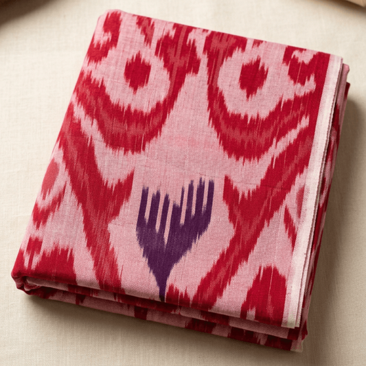 Red Fine Quality Handloom Cotton For Dress Material | Width: 44"