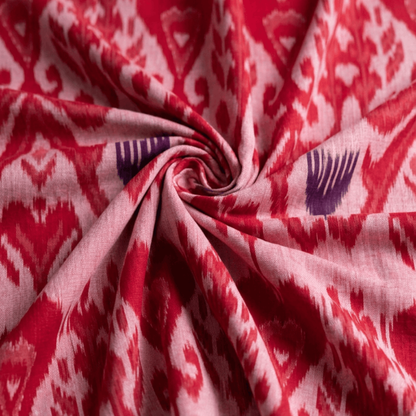Red Fine Quality Handloom Cotton For Dress Material | Width: 44"