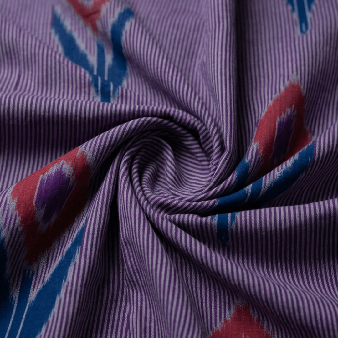 Blue Design Fine Quality Cotton Handloom Ikat Fabric for Dress Material