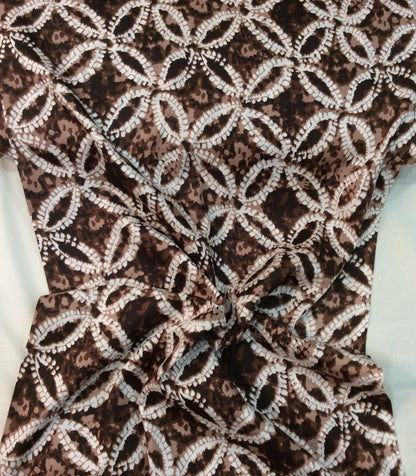 Brown & White Rayon Screen Print