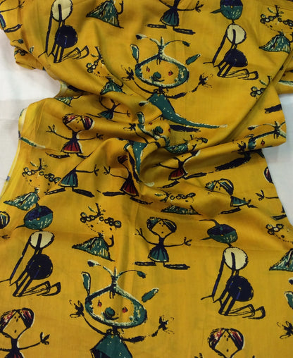 Yellow Base Kids Rayon Print