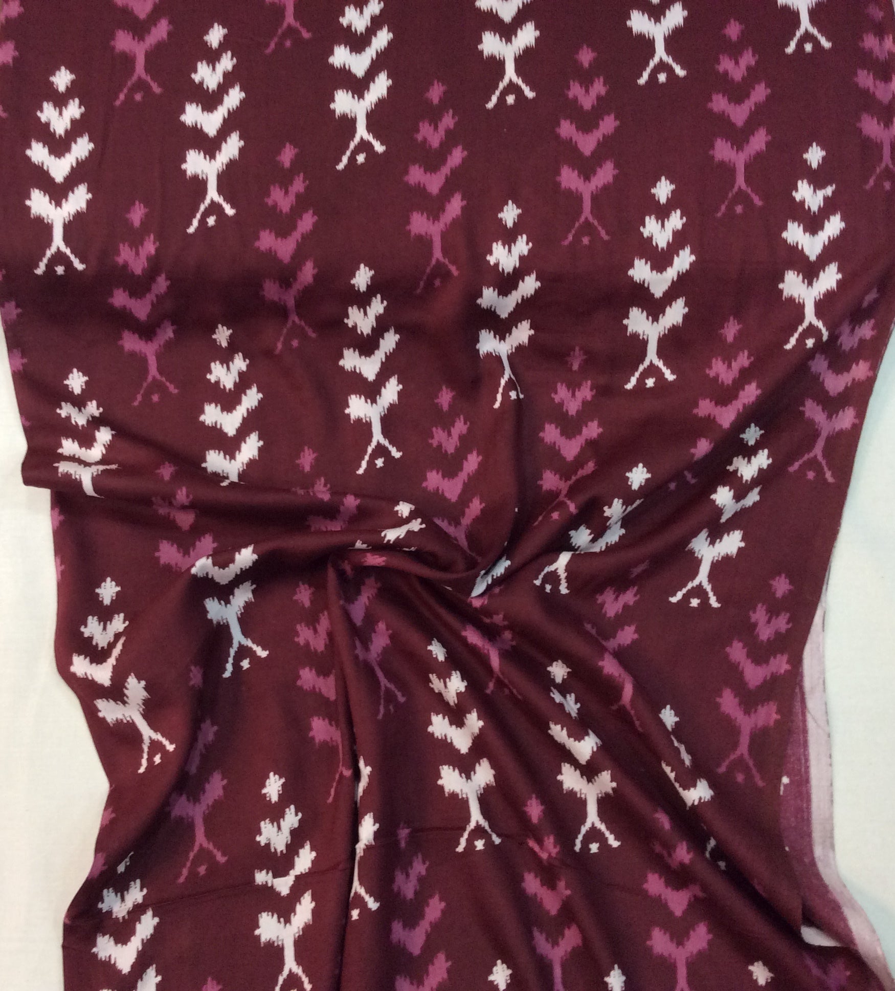 Maroon & White Rayon Print