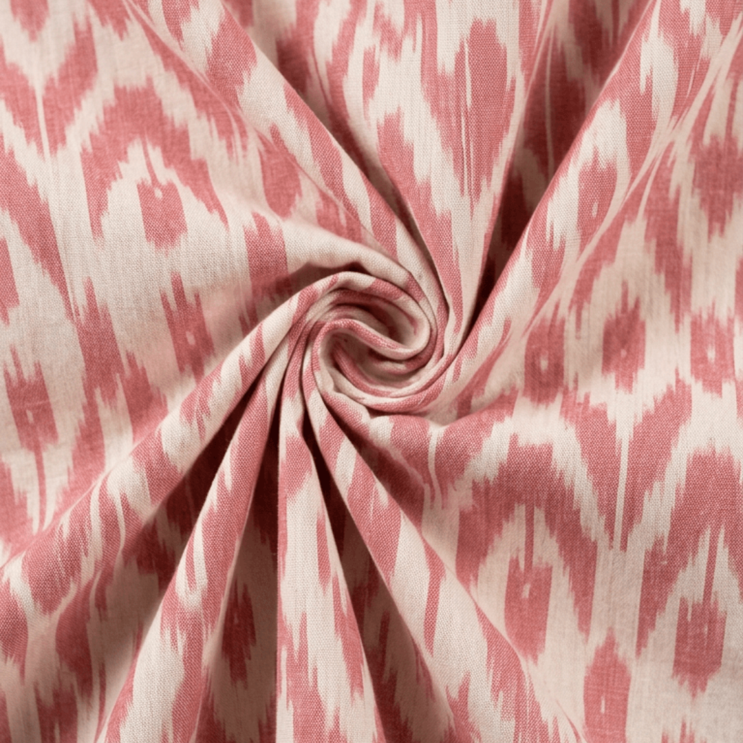 Red & White Fine Quality Handloom Cotton Ikat Fabric for Dress Material | Width 44"