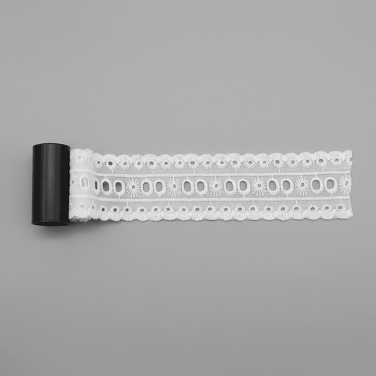 White Cotton Dyeable Schiffli Lace (Width : 2 Inch & Sku: S-10)