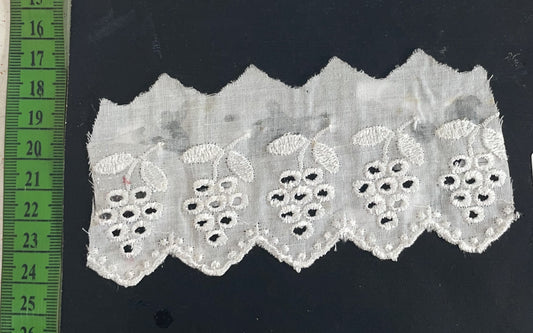 White Cotton Dyeable Schiffli Lace (Sku: S-100)