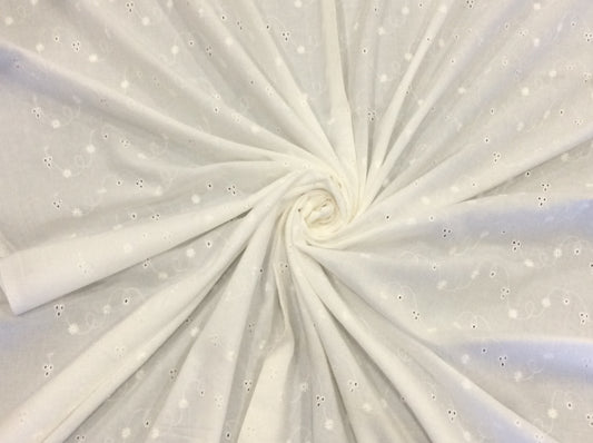 White Cotton Schiffli Chikan Dyeable (Sku: S-100)