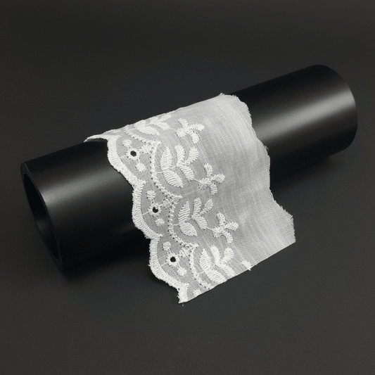 White Cotton Dyeable Schiffli Lace (Width : 3 Inch & Sku: S-103)