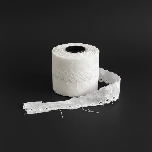 White Cotton Dyeable Schiffli Lace (Width : 0.5 Inch & Sku: S-109)