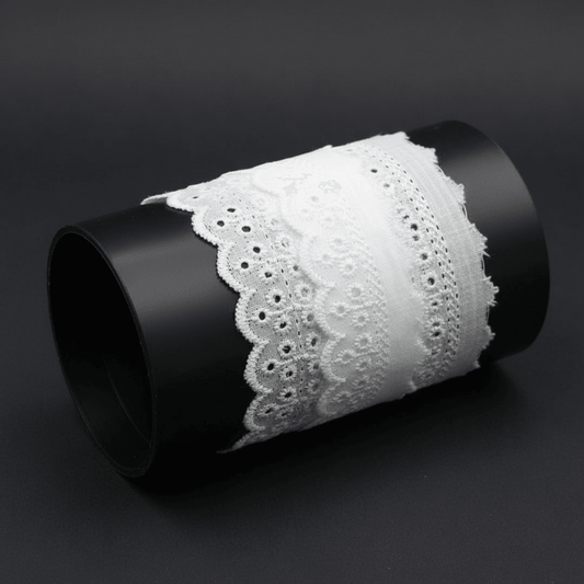 White Cotton Dyeable Schiffli Lace (Width : 0.5 Inch & Sku: S-112)