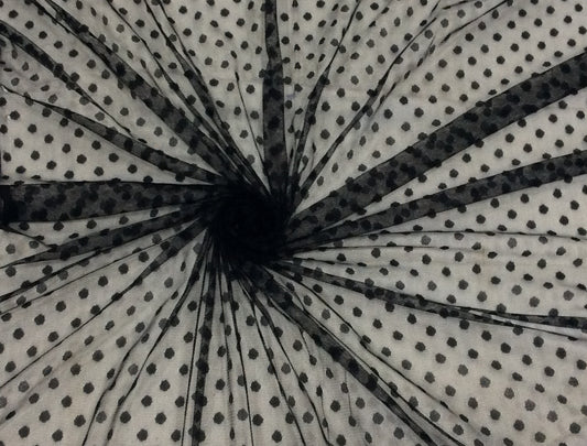 Black And White Nylon Net Dyed & Dyeable (Sku: S-119)