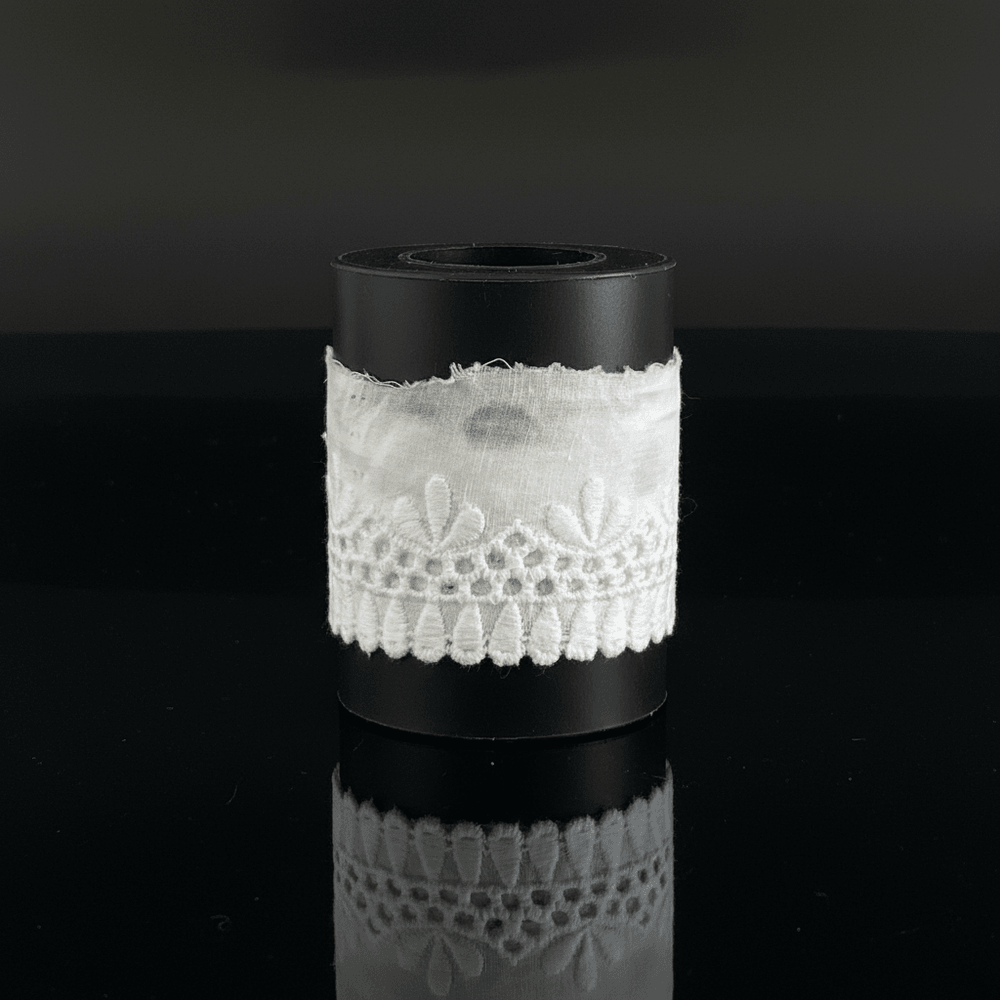 White Cotton Dyeable Schiffli Lace (Width : 2 Inch & Sku: S-14)