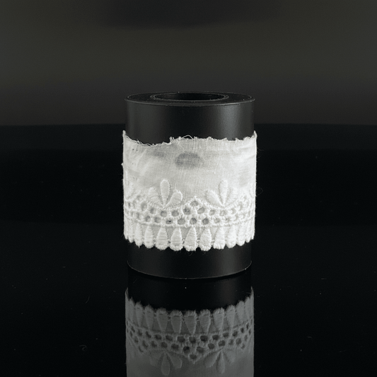 White Cotton Dyeable Schiffli Lace (Width : 2 Inch & Sku: S-14)