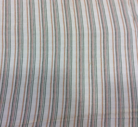 Green & White Cotton Crepe Stripe